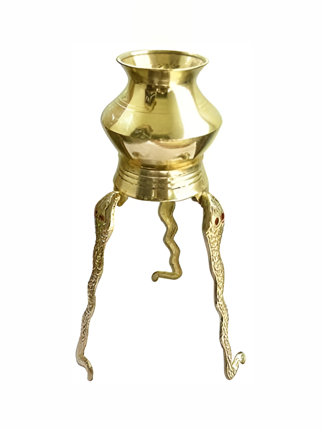 Navyaksh Naag Tipahee Gold Brass Metallic Prayer Room Set of 2 Tiny Showpieces - 3.1 Inches