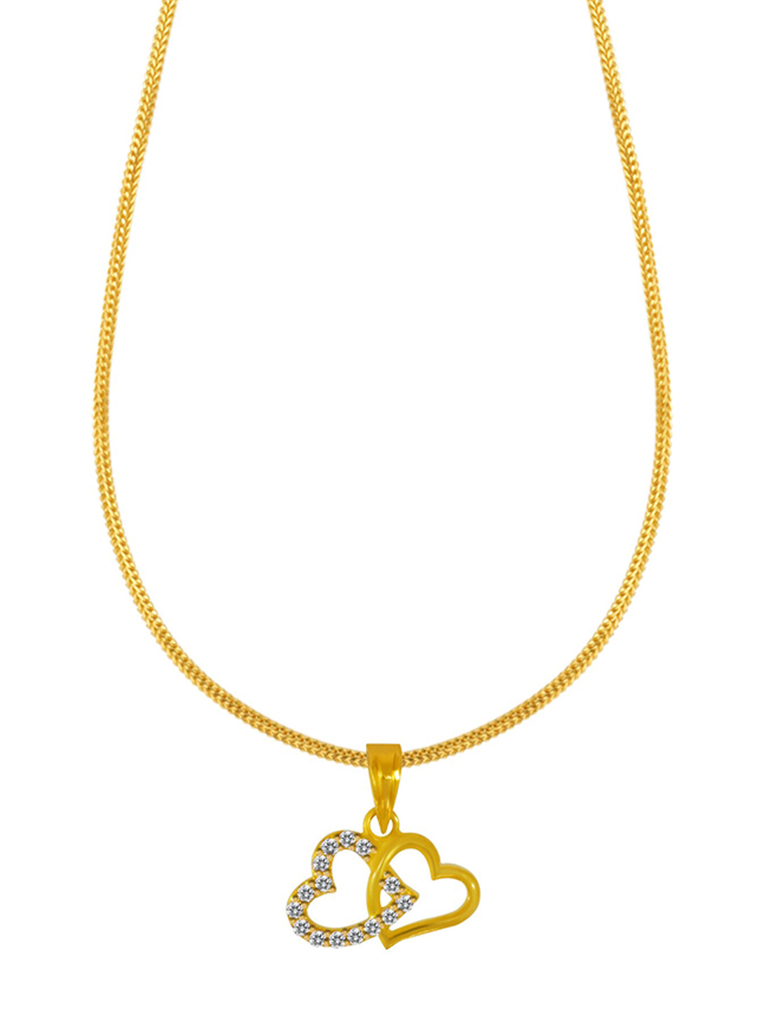 BHIMA 22K Hallmark 916 Purity Yellow Gold Moulding Love Stone Pendant