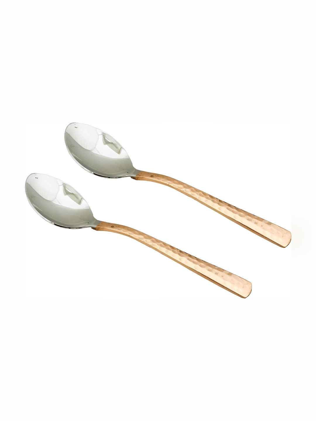 Shivshakti Arts Brown 2 Pieces Steel Copper Serving Spoon Set
