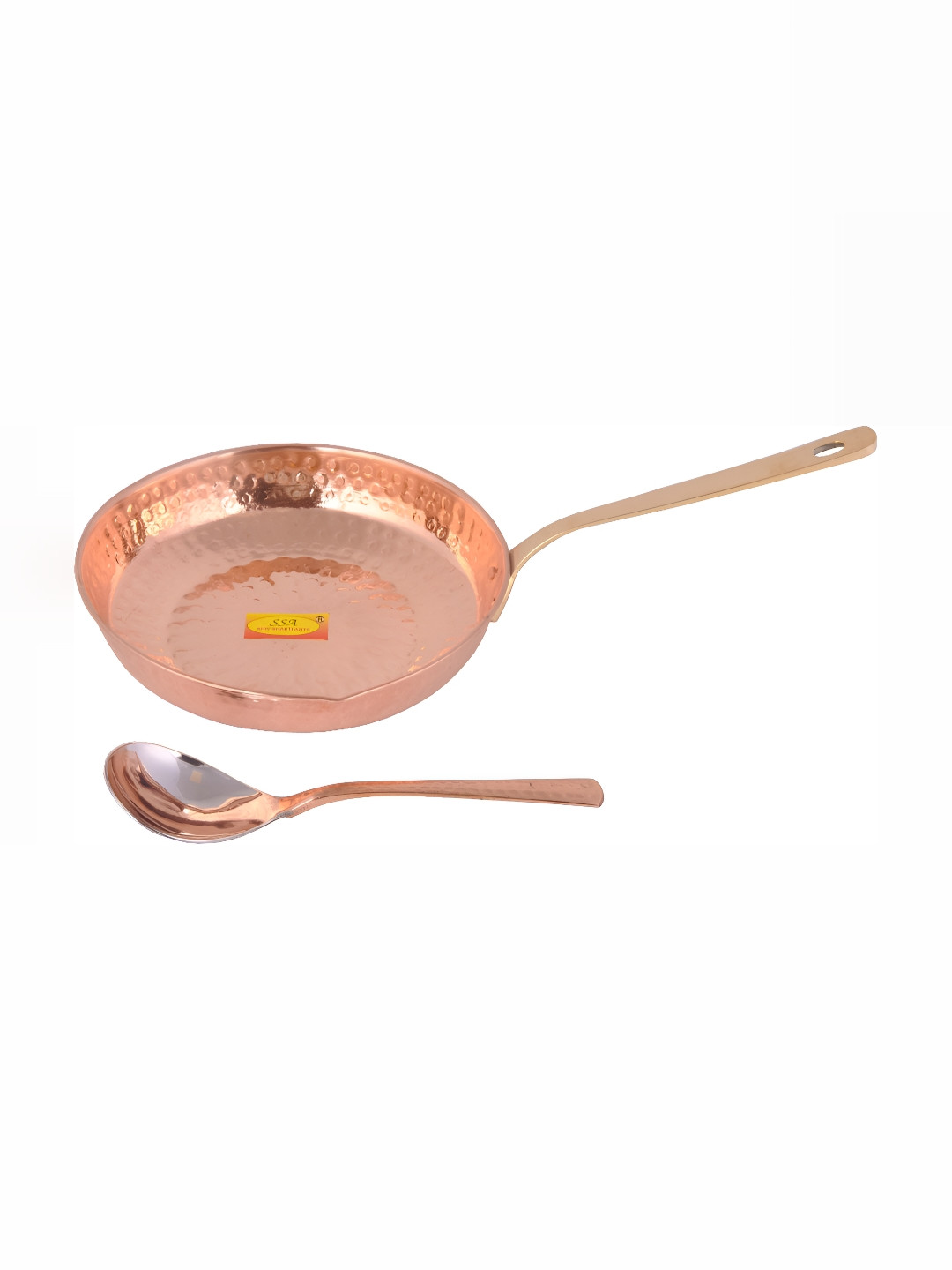 Shivshakti Arts Copper-Toned Copper Fry Pan With Spoon