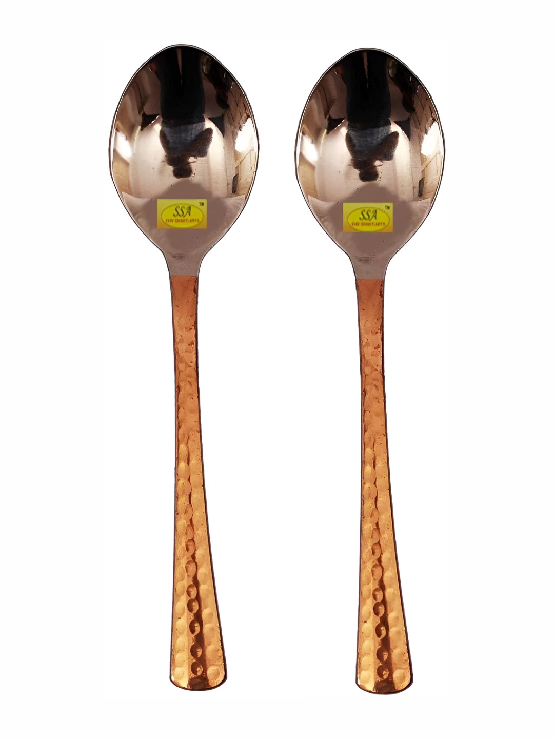 Shivshakti Arts Brown 2 Pieces Steel Copper Serving Spoons
