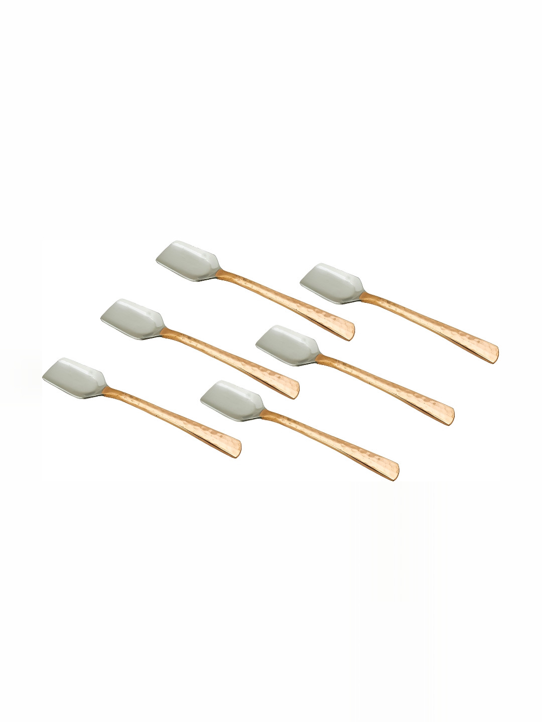 Shivshakti Arts Brown & Grey 6 Pieces Steel Copper Dessert Spoon Set