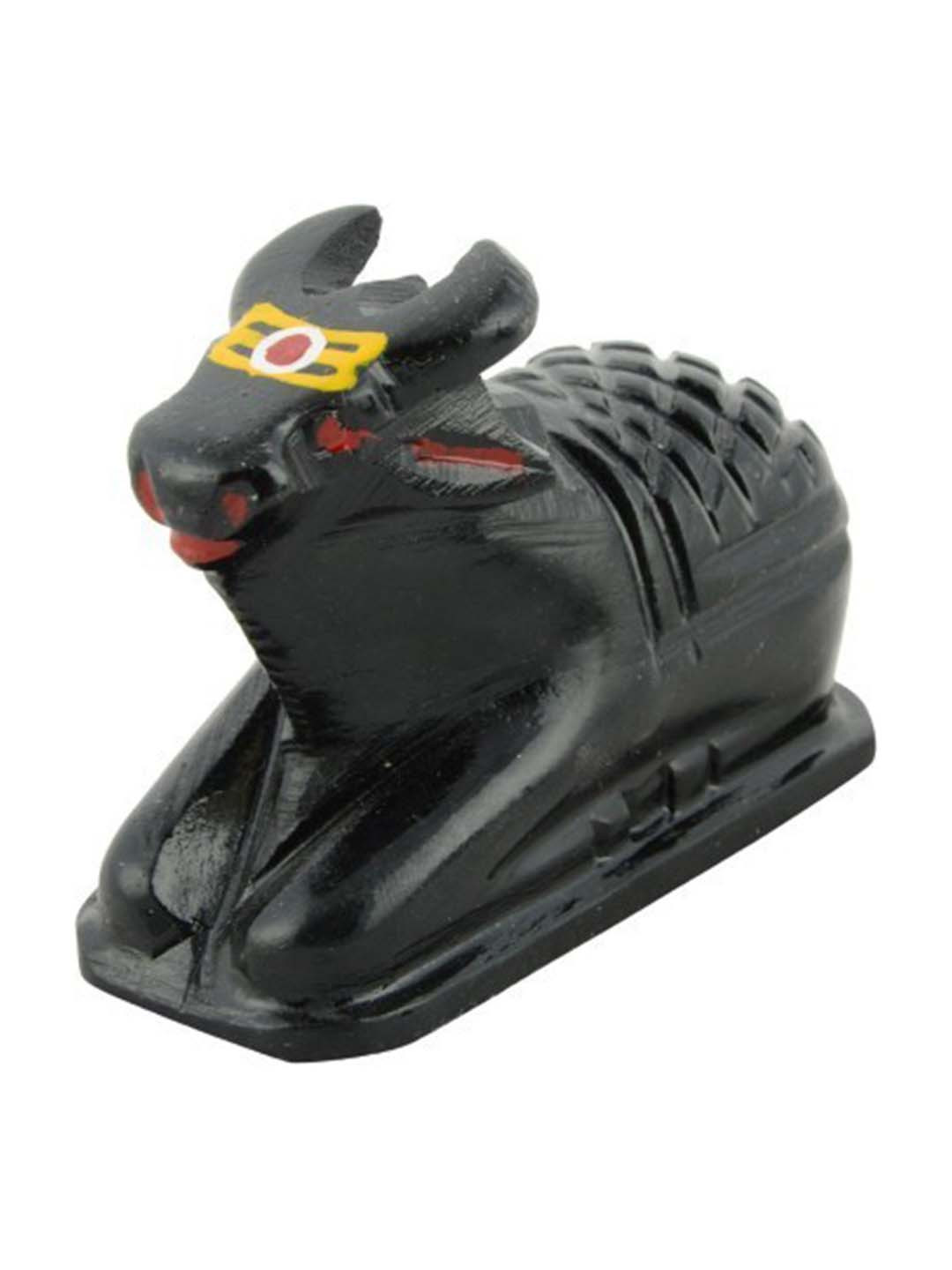 Navyaksh Nandi Black Stone Matte Prayer Room Tiny Showpiece - 2.4 Inches