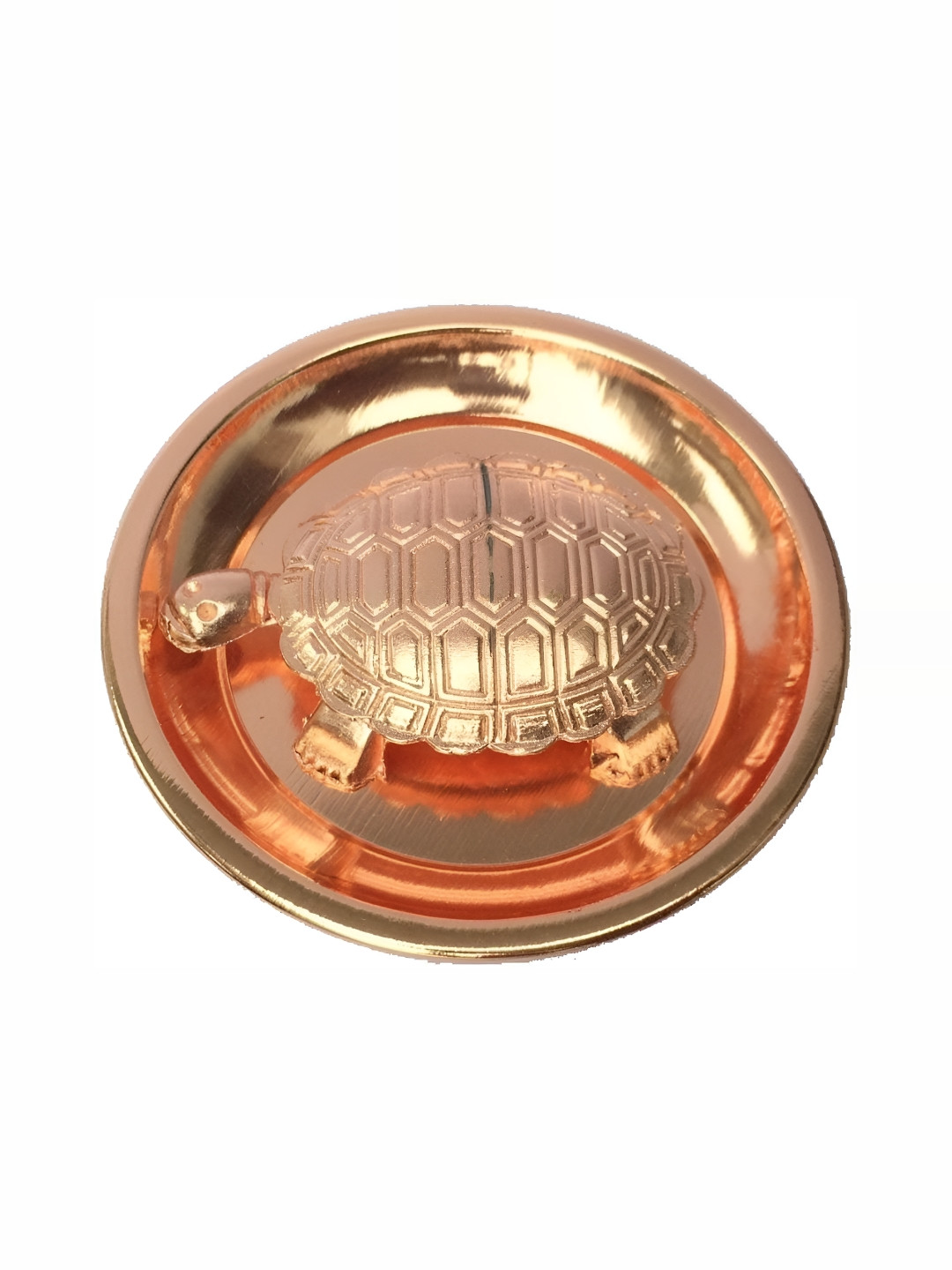 Navyaksh Kachua Plate Gold Copper Prayer Room Set of 2 Tiny Showpieces - 1.2 Inches