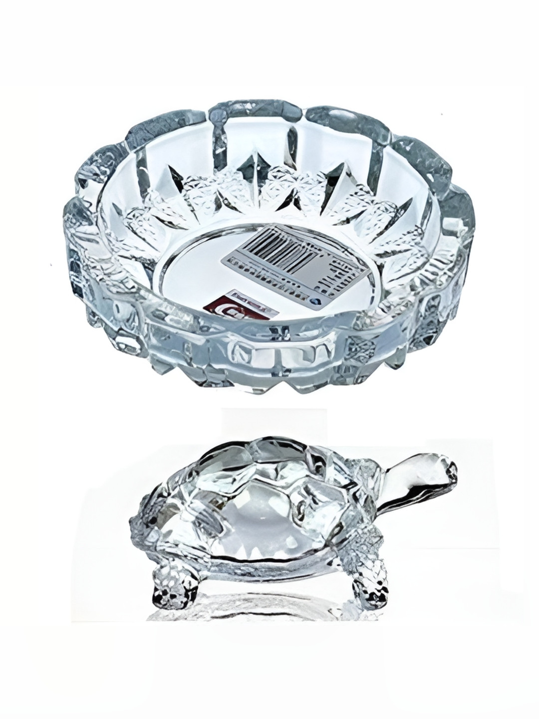Navyaksh Turtlr Plate White Metal Metallic Living Room Set of 2 Small Showpieces - 2 Inches