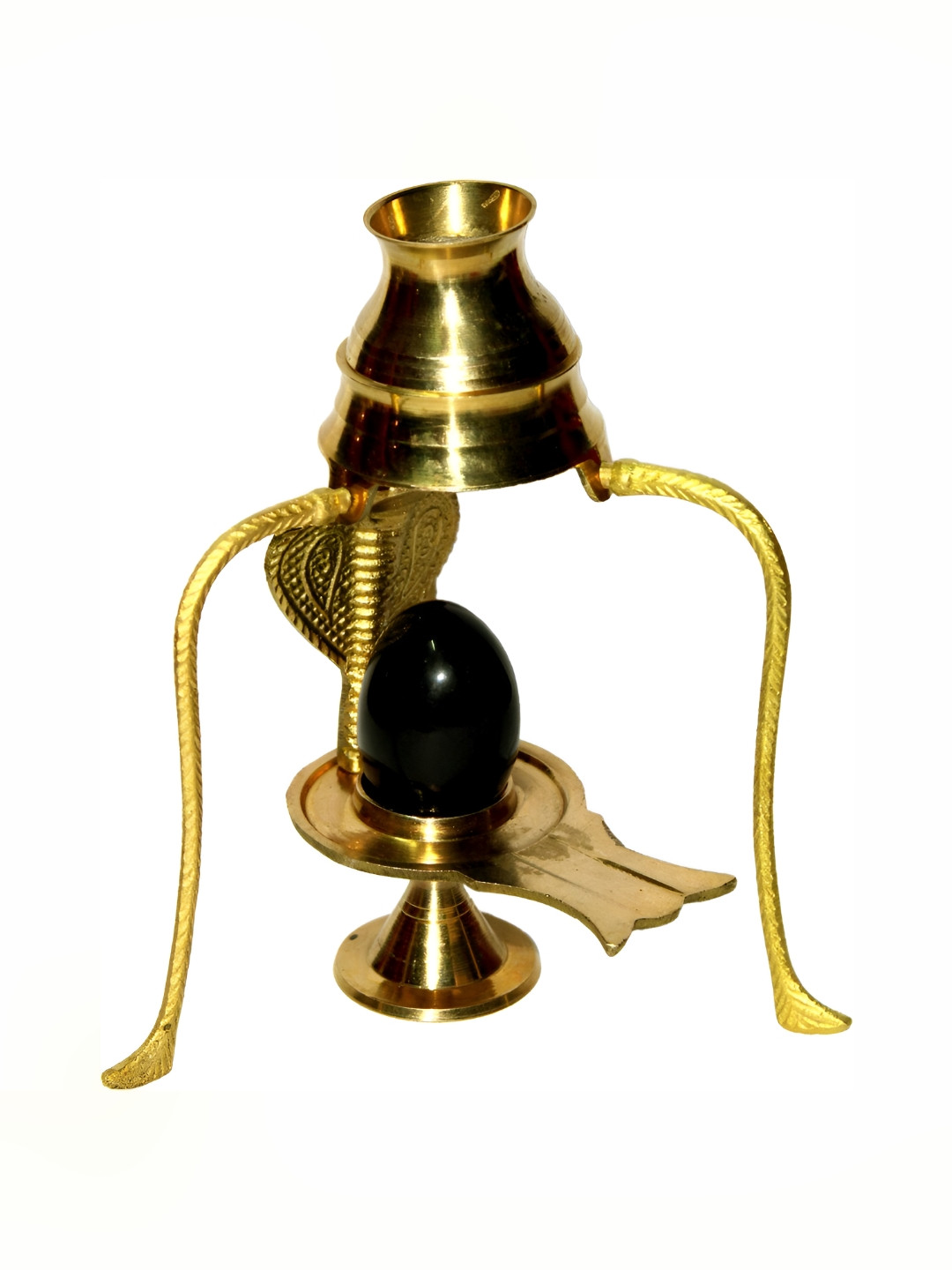 Navyaksh Jalheri with Pathar and Tipahi Loti Gold Brass Metallic Prayer Room Set of 4 Small Showpieces -