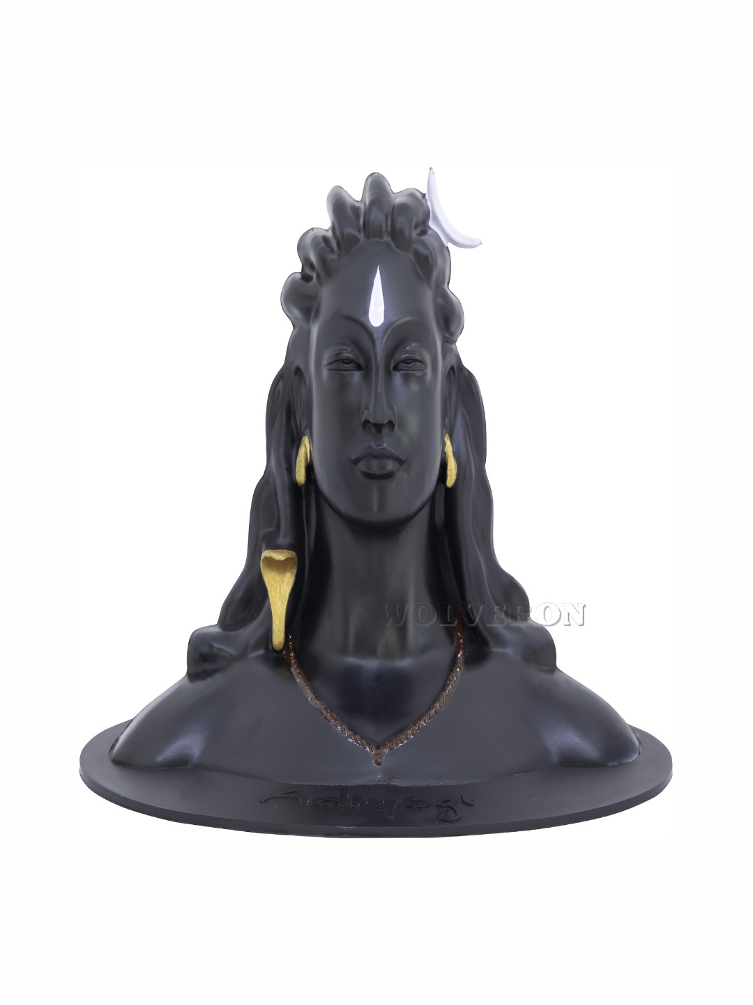 Navyaksh Adi Yogi Shiva Black Polyresin Matte Prayer Room Small Showpiece - 4.7 Inches