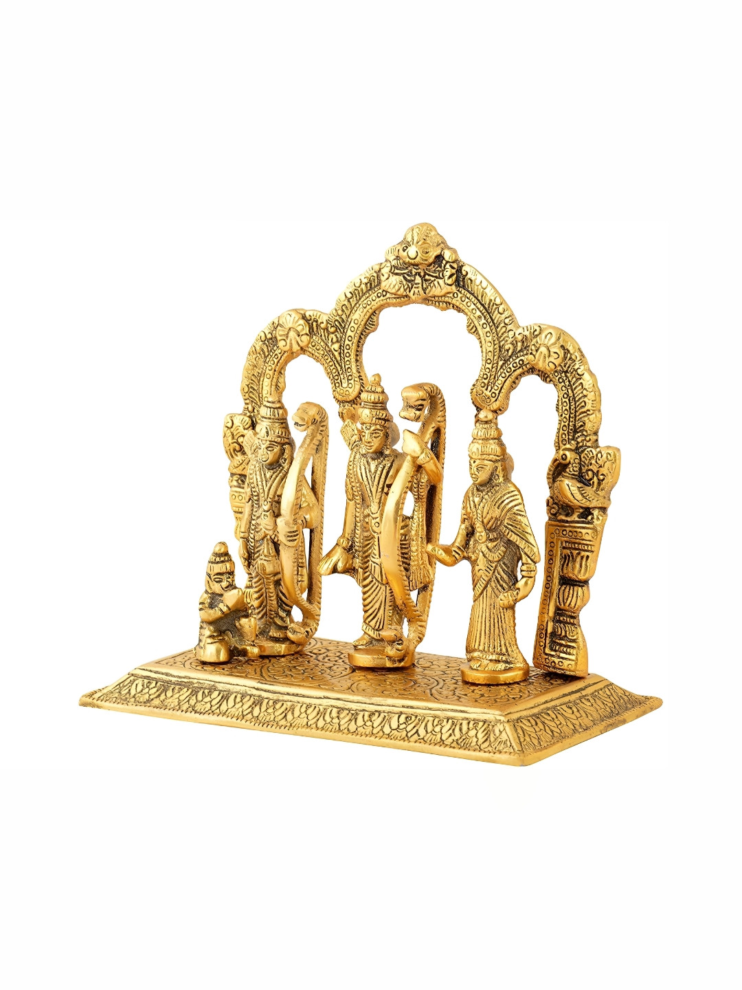 Navyaksh Ram Darbaar Gold Metal Metallic Prayer Room Small Showpiece - 7.9 Inches