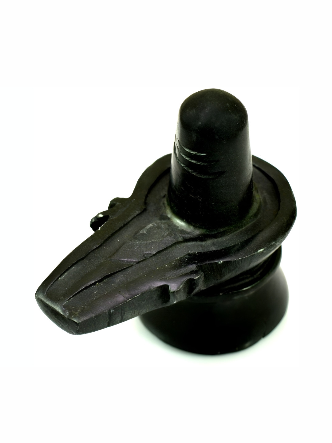 Navyaksh Shivlinga Black Marble Glossy Prayer Room Small Showpiece - 1.6 Inches