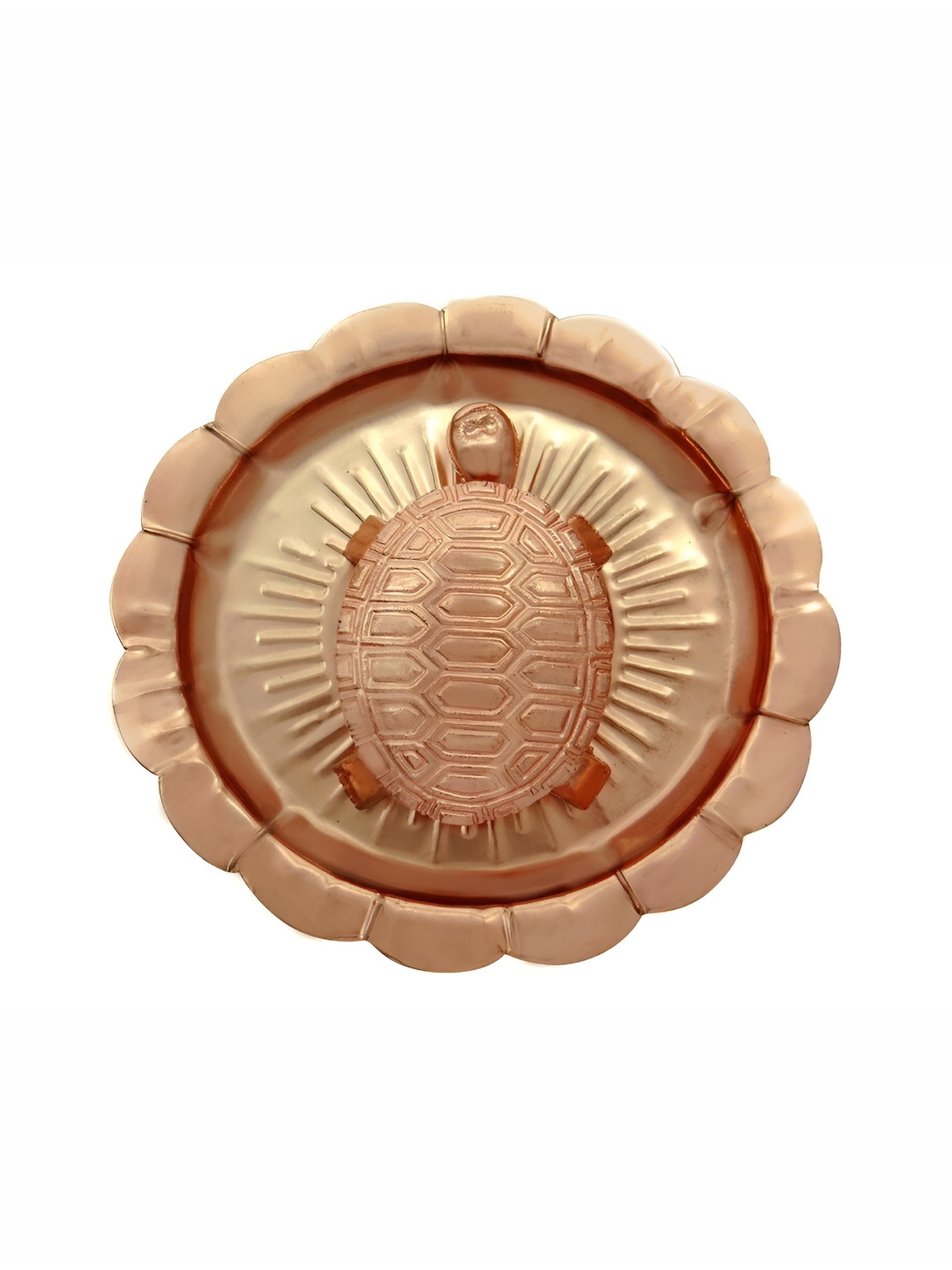 Navyaksh Kchua Plate Copper Metal Metallic Prayer Room Set of 2 Small Showpieces - 2.8 Inches