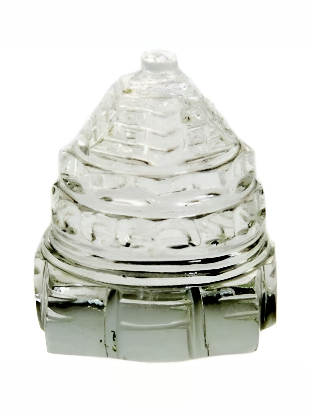 Navyaksh Shree Yantra Transparent Crystal Glossy Prayer Room Tiny Showpiece - 2 Inches