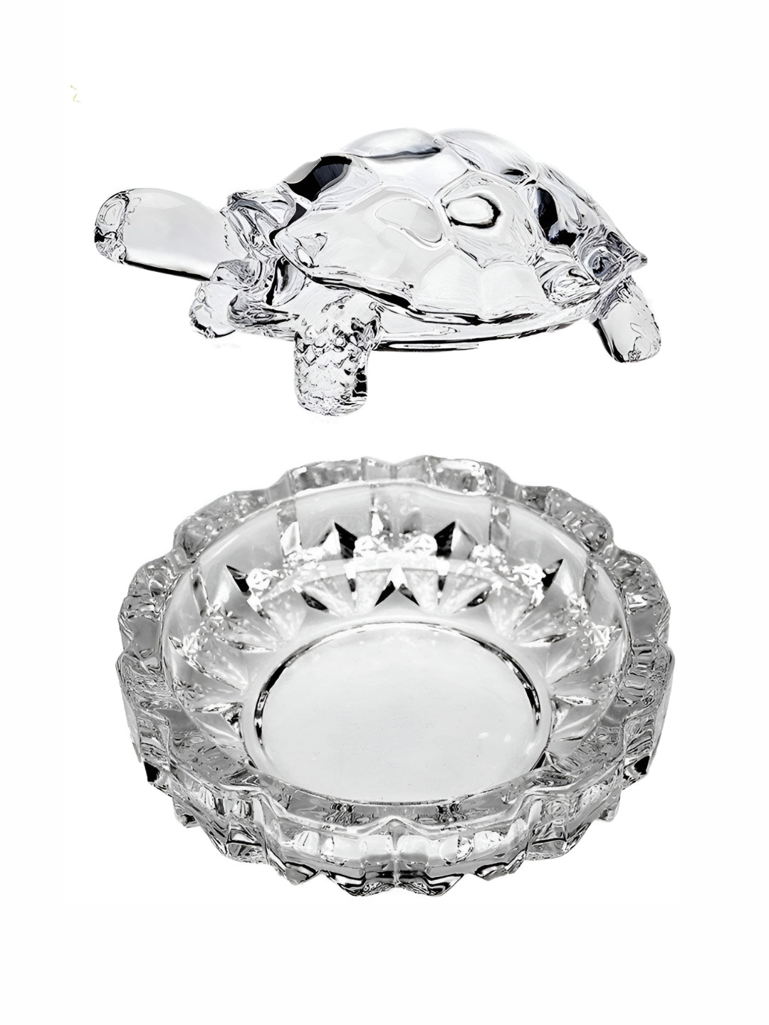 Navyaksh Tortoise White Crystal Glossy Prayer Room Set of 2 Tiny Showpieces - 1.4 Inches