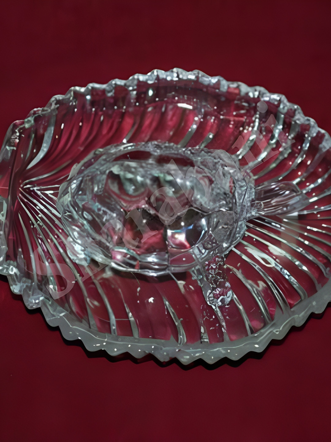 Navyaksh Leaf with Turtle Transparent Glass Glossy Living Room Set of 2 Small Showpieces - 11.8 Inches