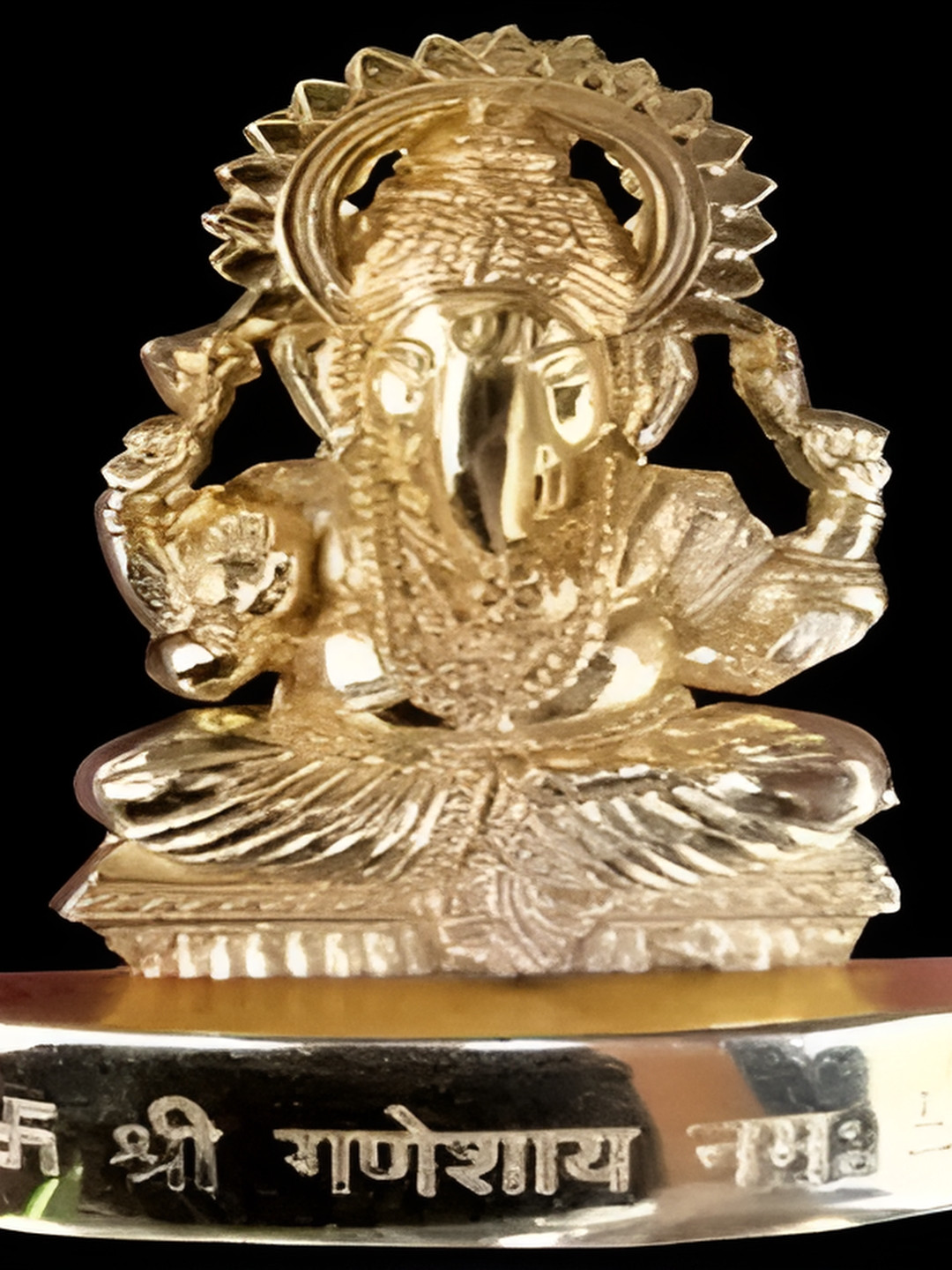 Navyaksh Ganesh Ji Gold Metal Metallic Living Room Small Showpiece - 2 Inches
