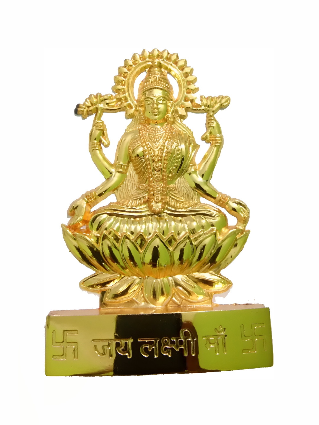 Navyaksh Lakshmi Gold Brass Metallic Living Room Tiny Showpiece - 3.9 Inches