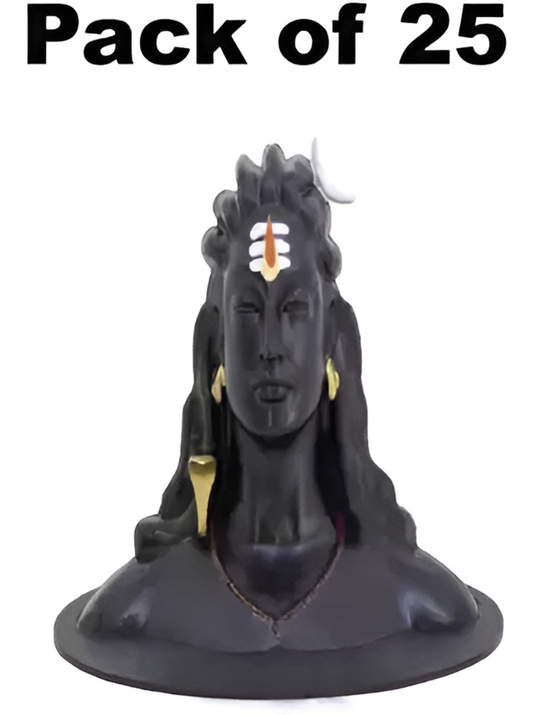 Navyaksh Aadi Yogi Black Marble Glossy Prayer Room Set of 25 Small Showpieces - 1.6 Inches