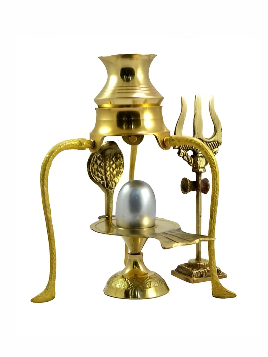 Navyaksh Tipahee Jalheri Para Pindi Trishul Gold Brass Metallic Living Room Set of 5 Small Showpieces - 2.8 Inches