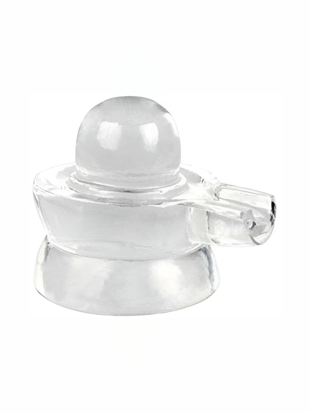 Navyaksh Shivling with Plate, Kalash with Stand and Trishul White Glass Glossy Living Room Small Showpiece - 2.8 Inches