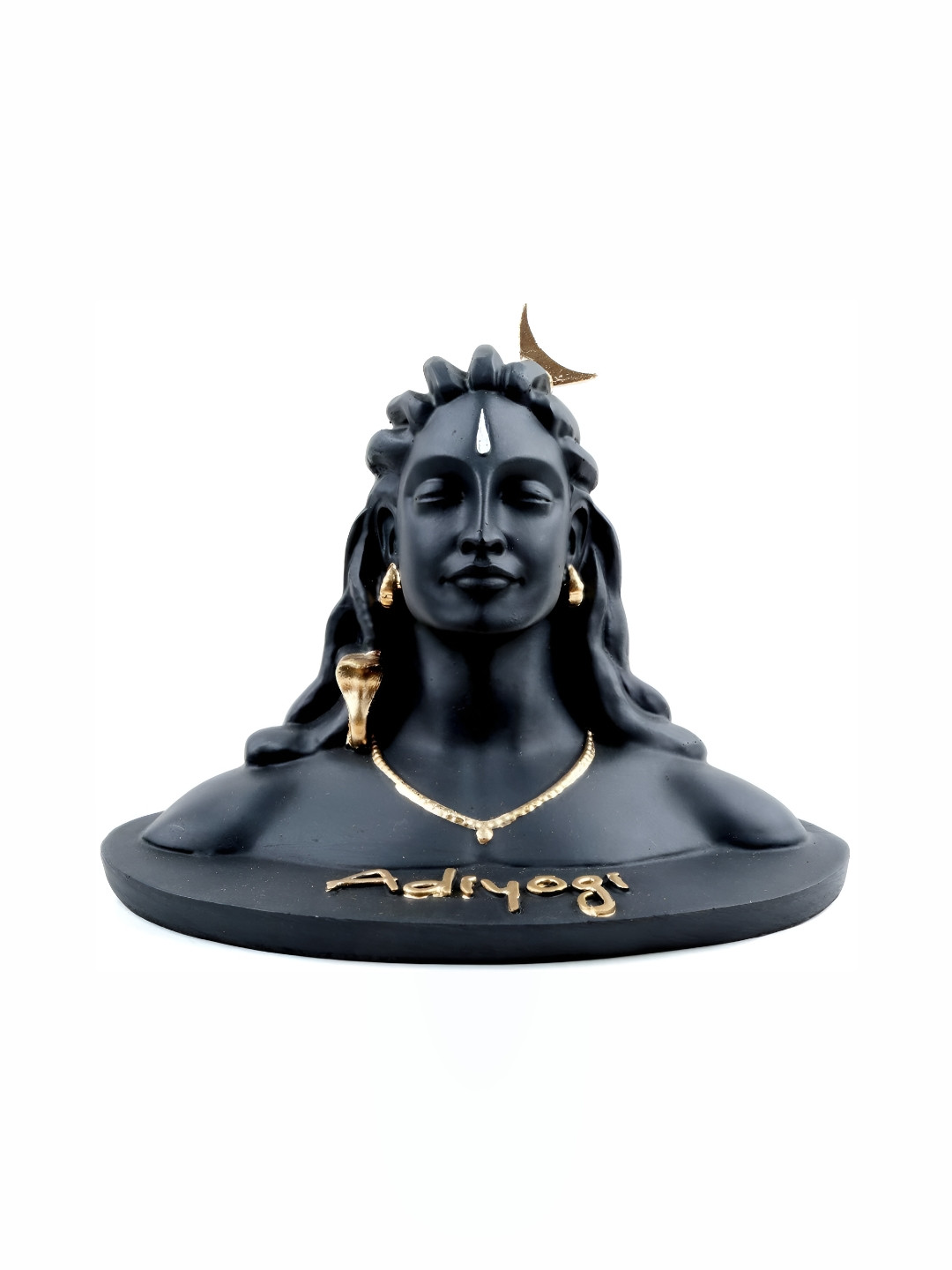 Navyaksh Yogi Black Polyresin Glossy Prayer Room Small Showpiece - 4.8 Inches