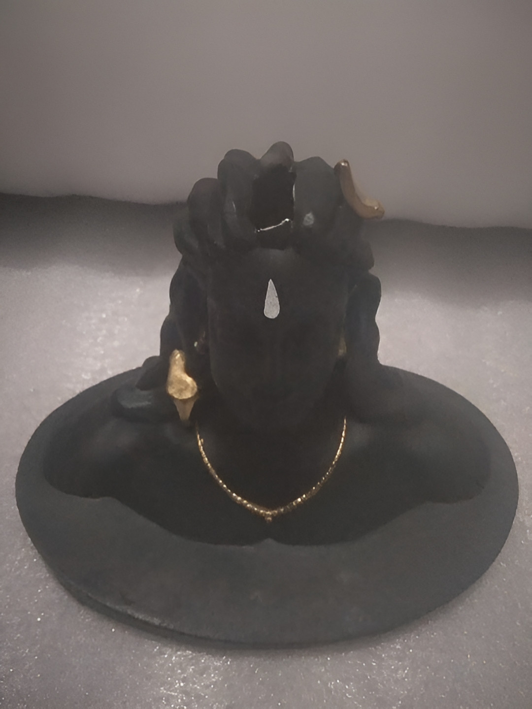 Navyaksh Aadiyogi Dev Black Brass Metallic Prayer Room Small Showpiece - 3.9 Inches