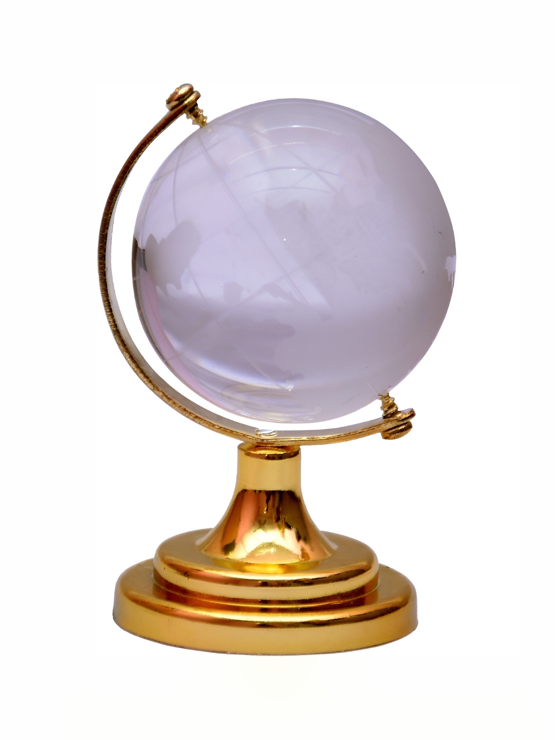 Navyaksh Globe White Crystal Glossy Living Room Tiny Showpiece - 3.1 Inches