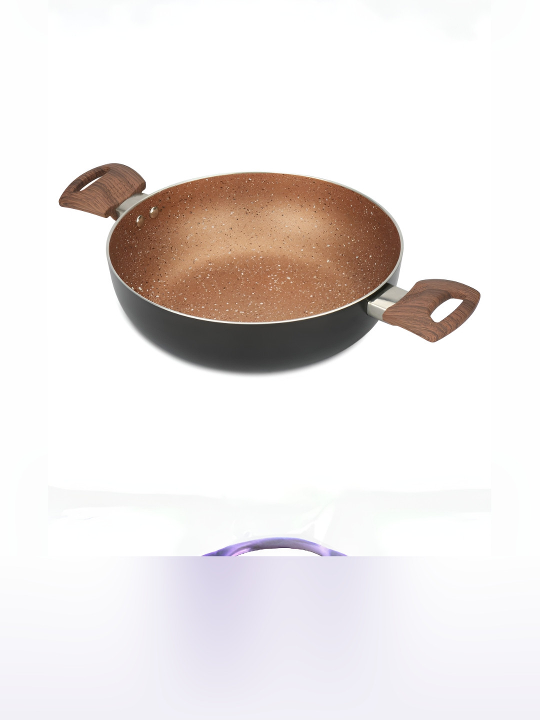 The Better Home Gold-Toned & Black Aluminium Non Stick Dishwasher Safe Kadhai