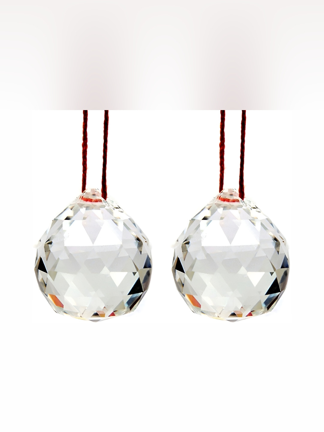 Navyaksh Ball White Glass Glossy Living Room Set of 2 Tiny Showpieces - 2.4 Inches