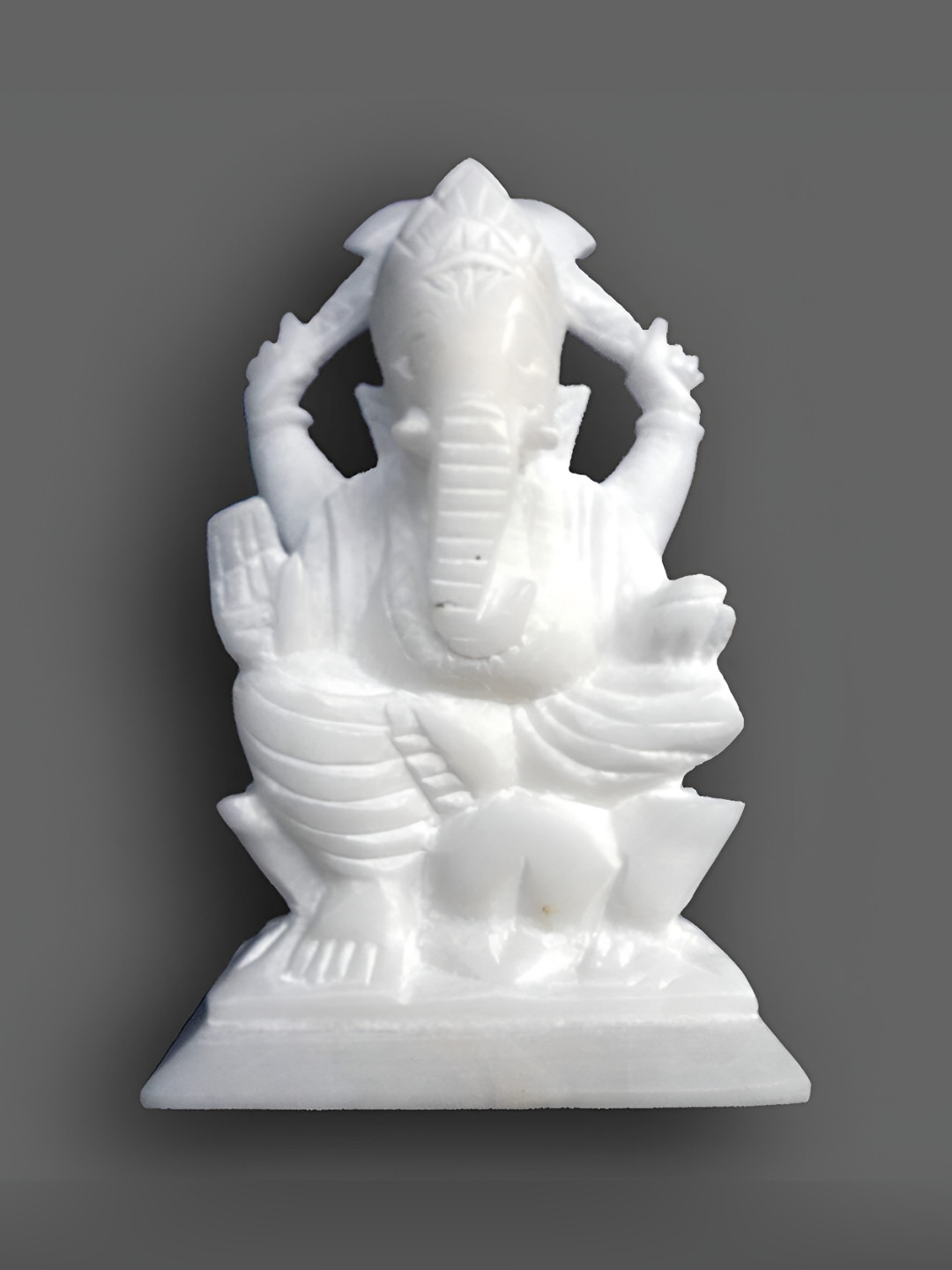 Navyaksh Ganesh Ji White Marble Natural Prayer Room Small Showpiece - 4.7 Inches