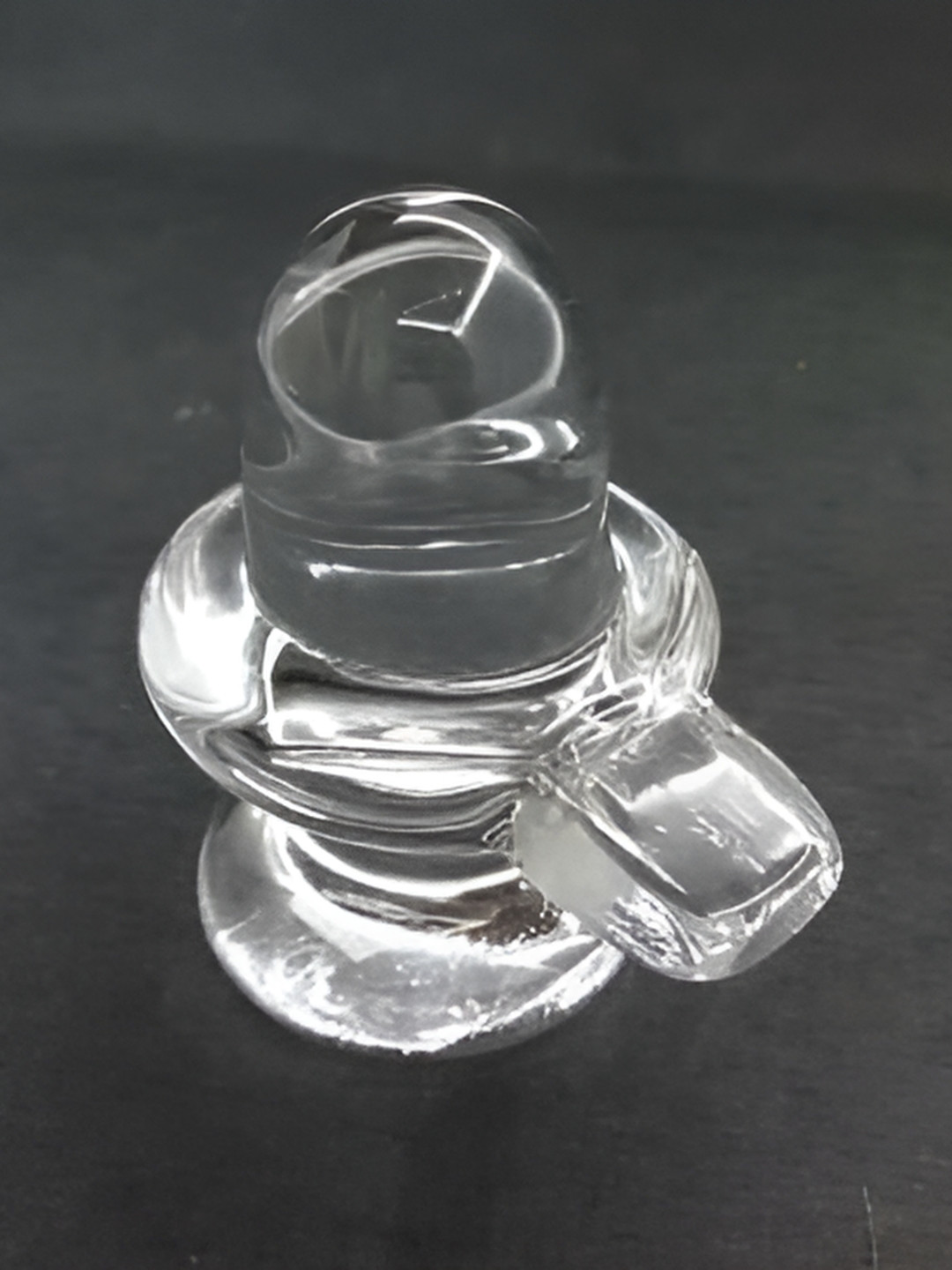 Navyaksh Shivling Transparent Glass Glossy Prayer Room Small Showpiece - 3.1 Inches