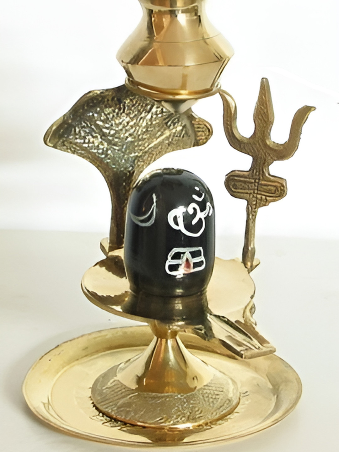 Navyaksh Plate New Shivling Gold Brass Metallic Prayer Room Set of 4 Small Showpieces - 3.1 Inches