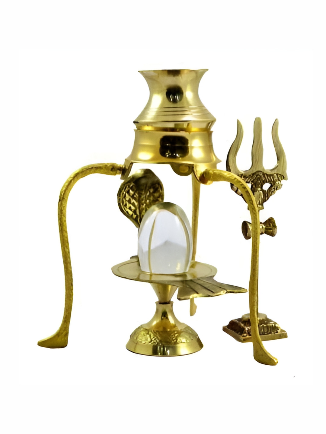 Navyaksh Jalheri Pinditipahee Lotitrishul Gold Bronze Metallic Prayer Room Set of 5 Small Showpieces - 2.4 Inches