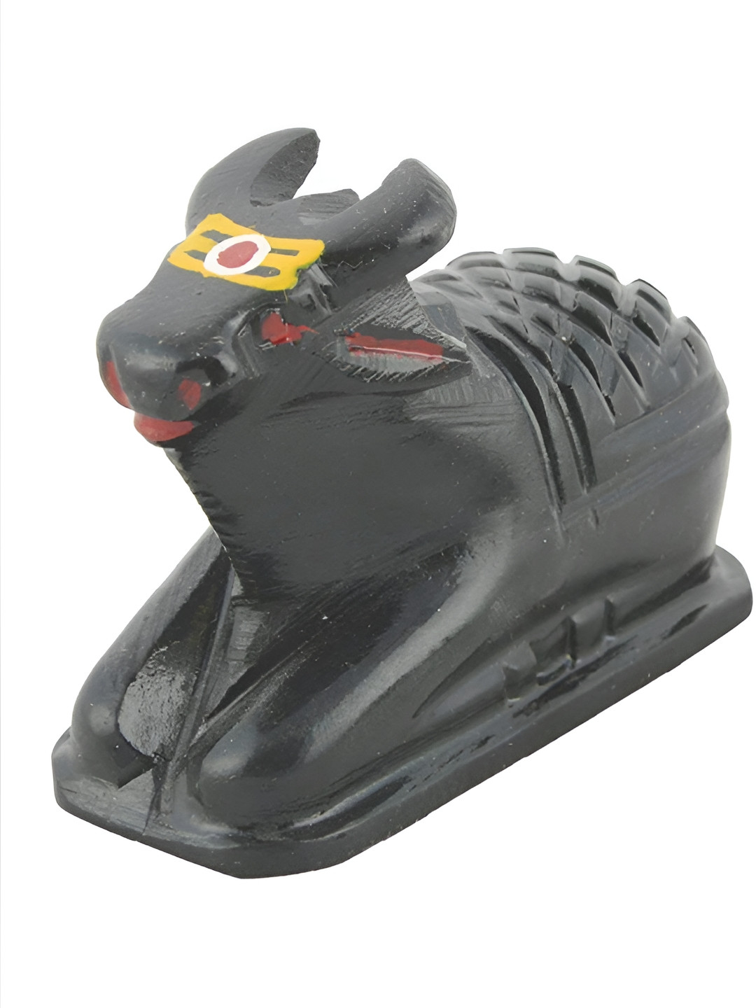 Navyaksh Nandi Black Marble Glossy Prayer Room Tiny Showpiece - 2.4 Inches