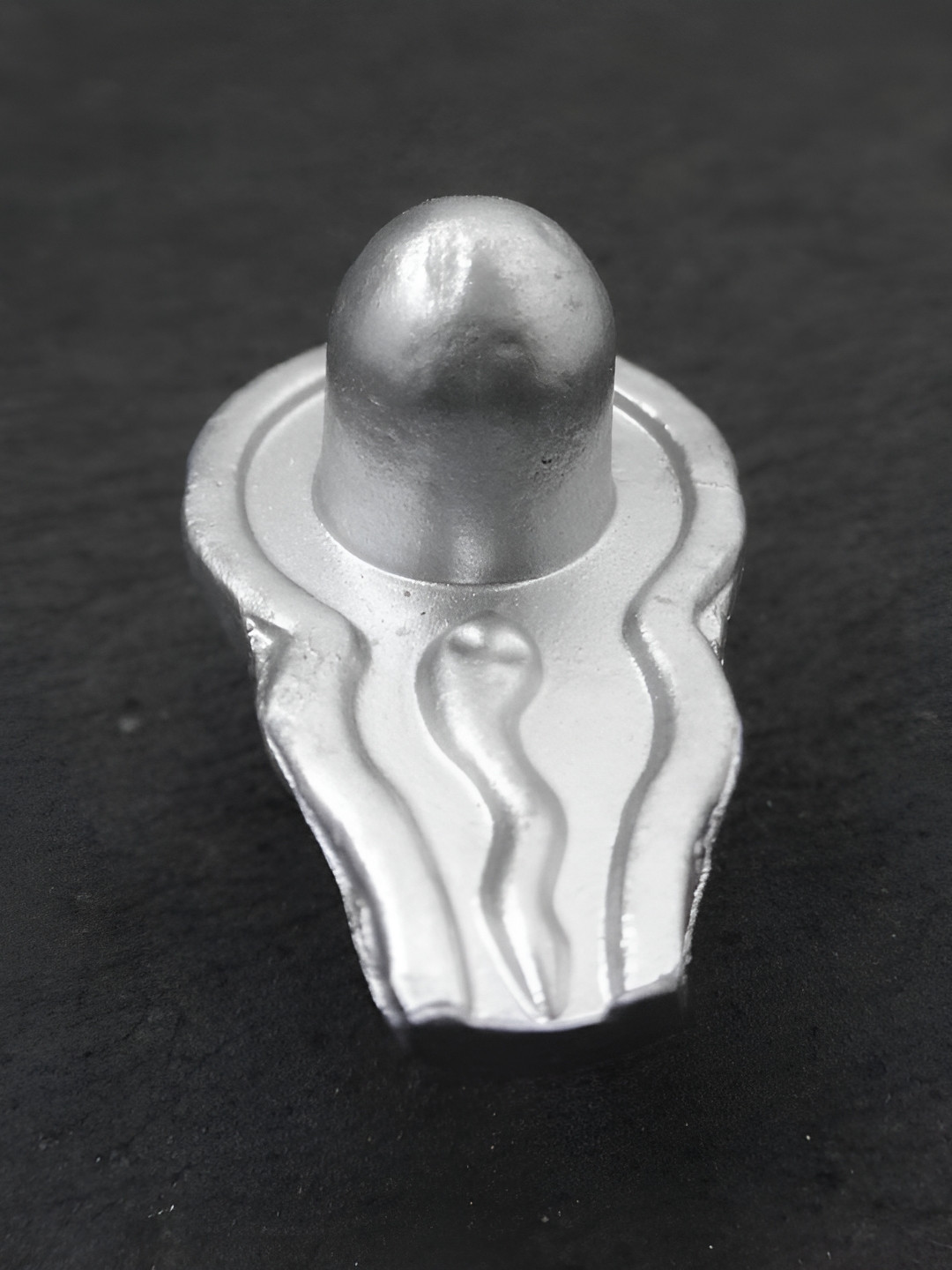 Navyaksh Para Shiv Ling Silver Metal Metallic Prayer Room Tiny Showpiece - 1.4 Inches