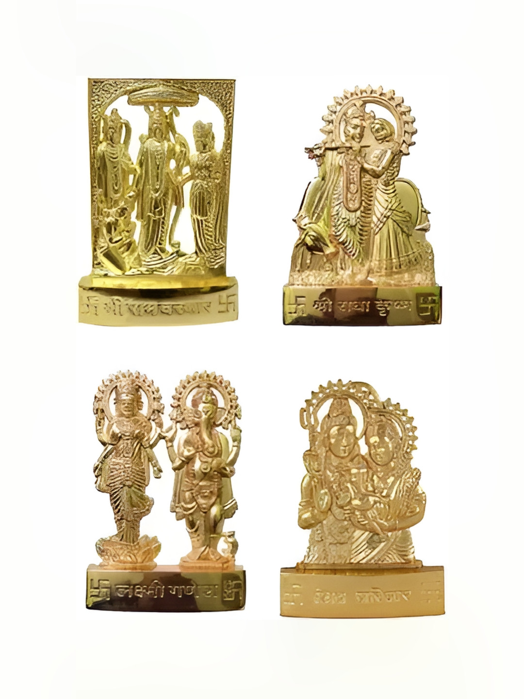 Navyaksh Gold Metal Metallic Study Room Set of 4 Small Showpieces - 4.7 Inches