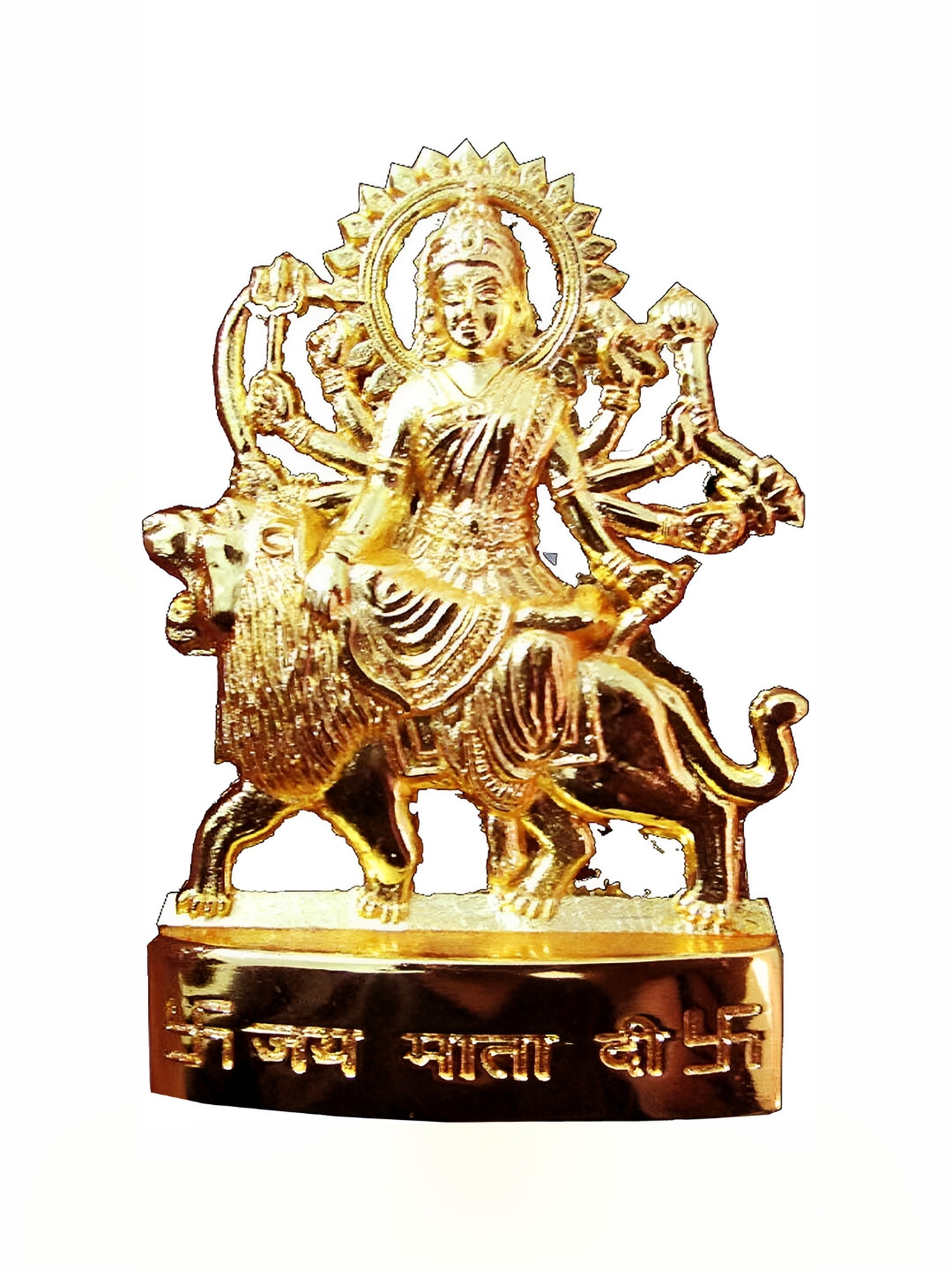 Navyaksh Durga Gold Polyresin Natural Prayer Room Small Showpiece - 0.5 Inches