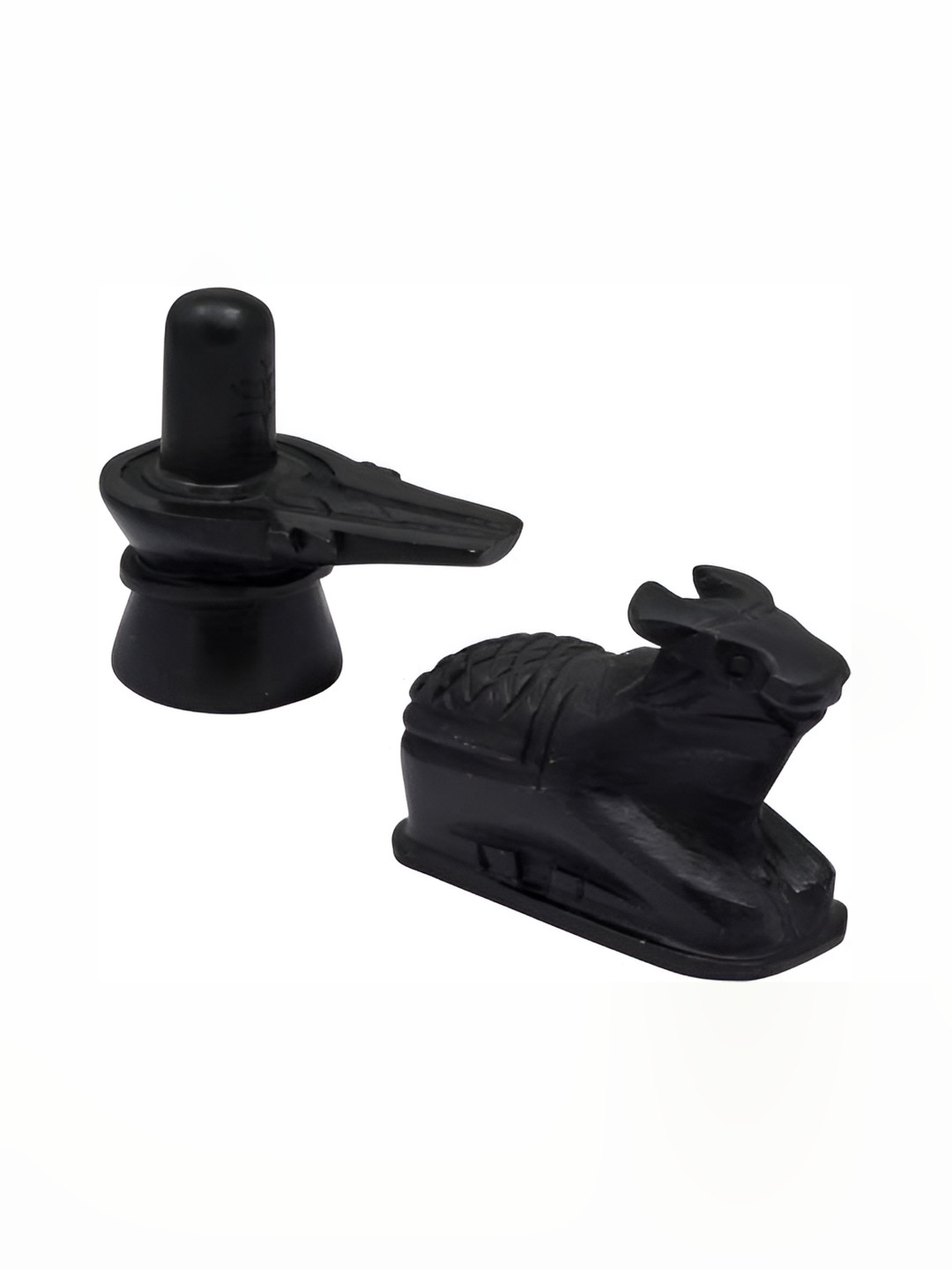Navyaksh Nandi and Shivling Black Metal Matte Study Room Set of 2 Small Showpieces - 3.9 Inches