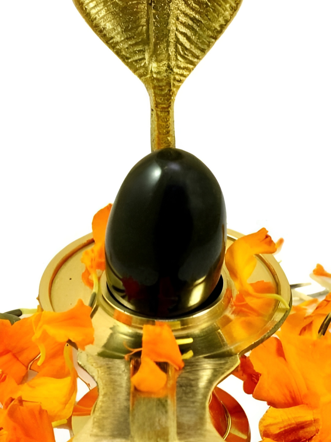 Navyaksh Heavy Jalheri + Black Pathar Gold Brass Metallic Prayer Room Set of 2 Small Showpieces - 5.1 Inches