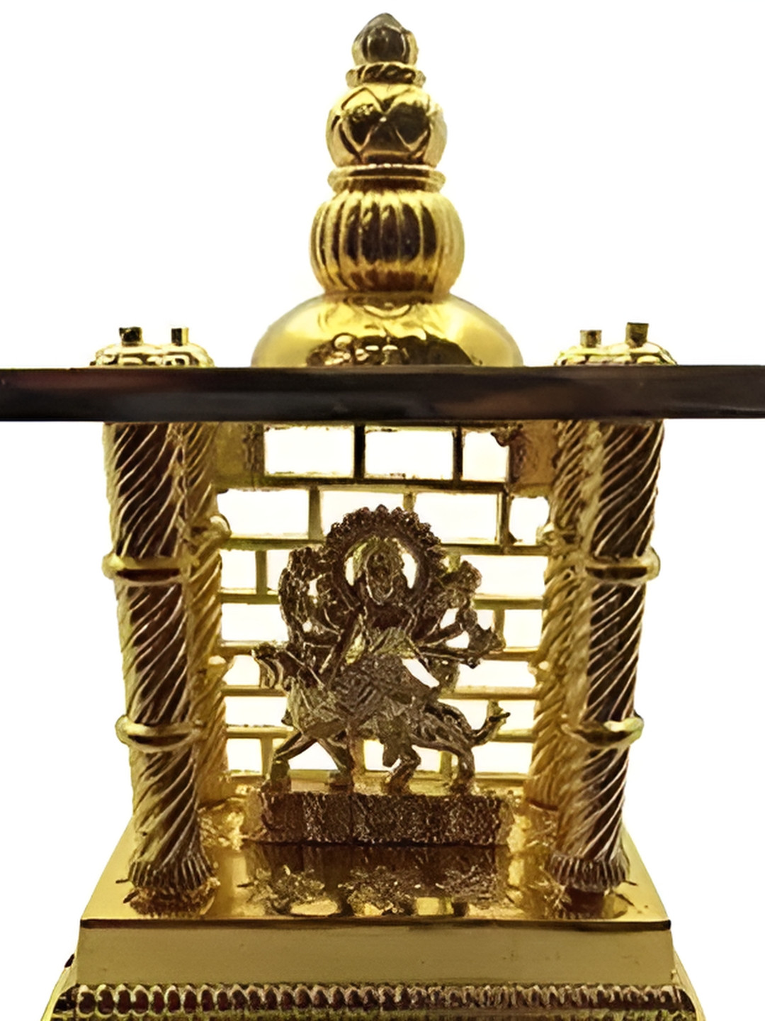 Navyaksh Durga Mata Temple Gold Brass Metallic Prayer Room Small Showpiece - 2 Inches