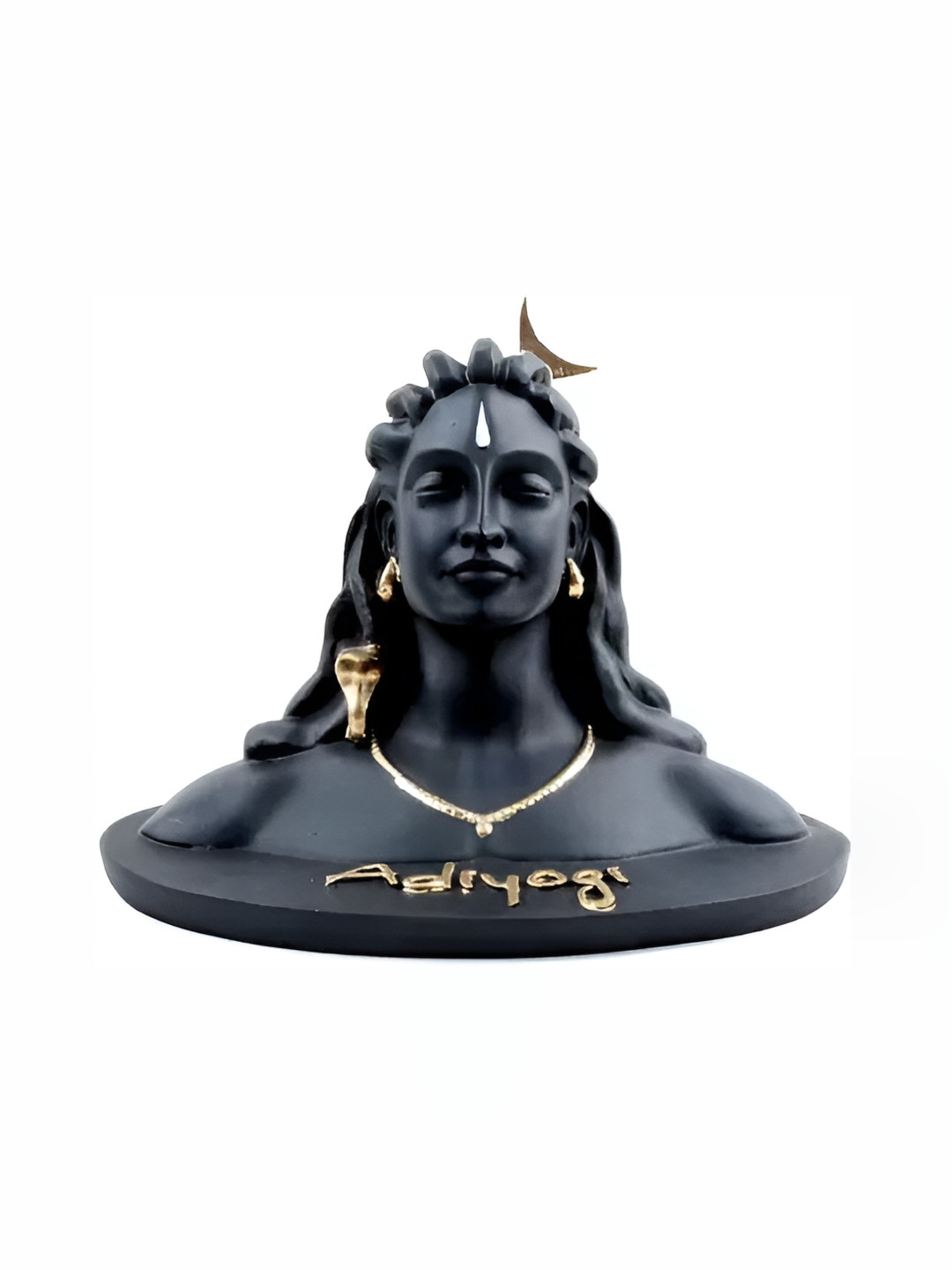 Navyaksh Adiyogi Baba Black Metal Metallic Prayer Room Medium Showpiece - 5.1 Inches