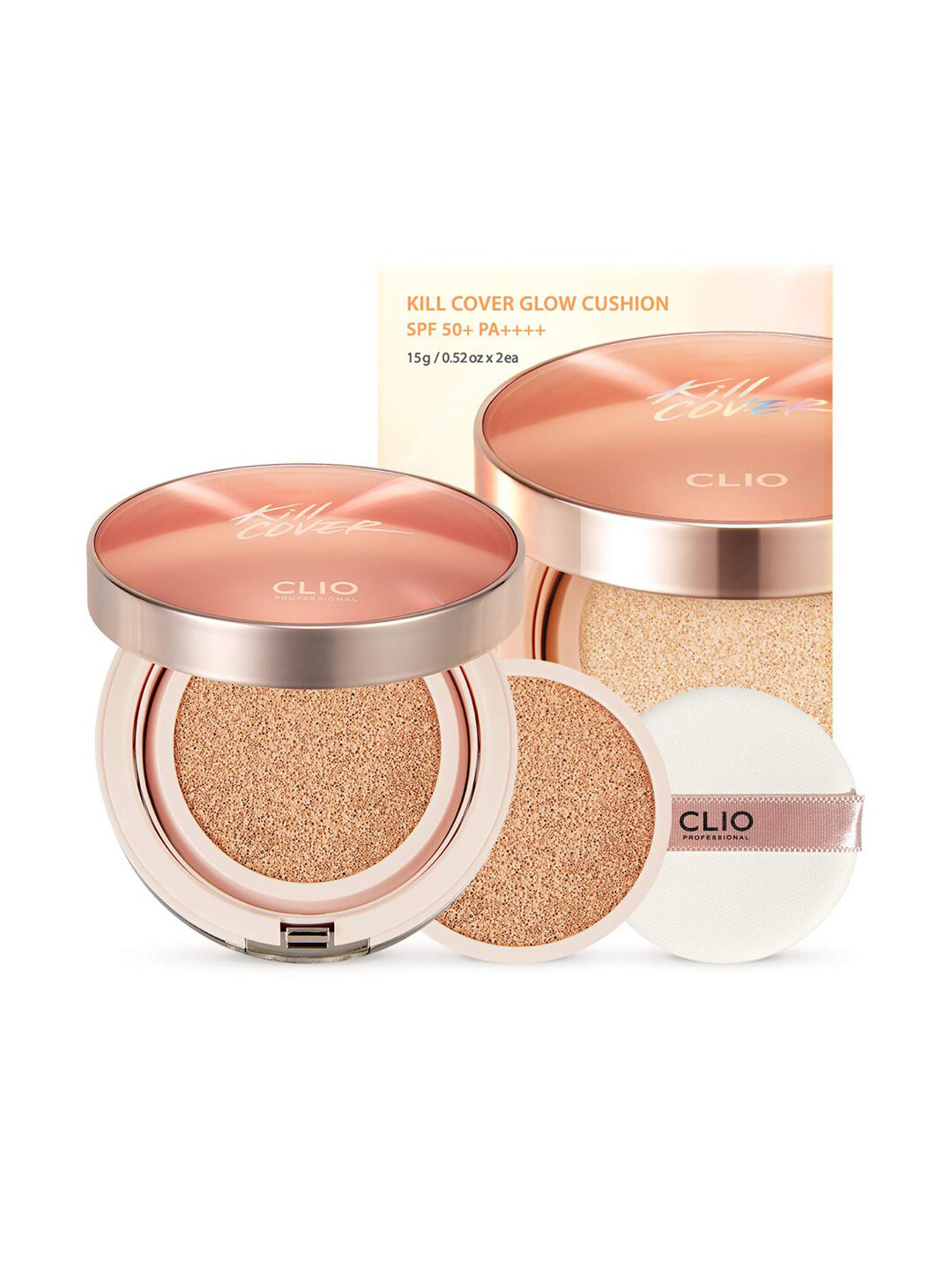 CLIO Kill Cover 2-Pcs Mesh Glow Cushion SPF50+ - 15g Each - Lingerie 02