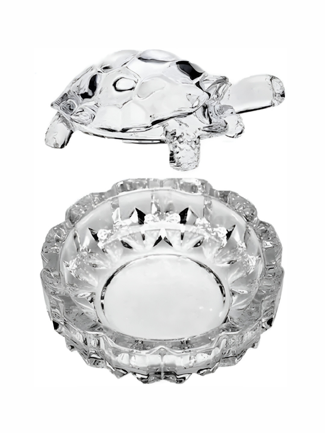 Navyaksh Turtle Plate Transparent Glass Glossy Living Room Set of 2 Tiny Showpieces - 1.2 Inches