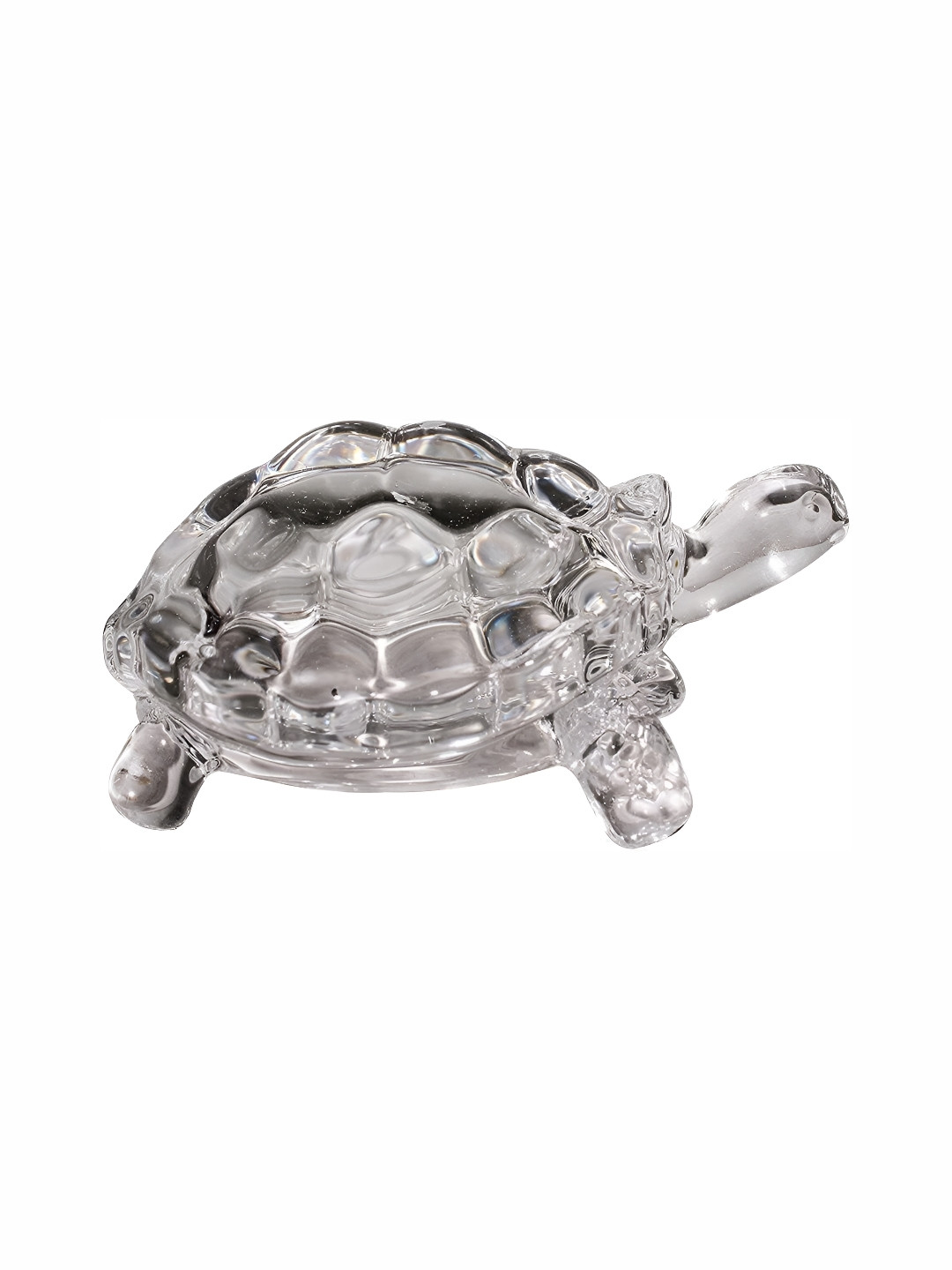 Navyaksh Turtle Transparent Glass Glossy Prayer Room Small Showpiece - 2.4 Inches