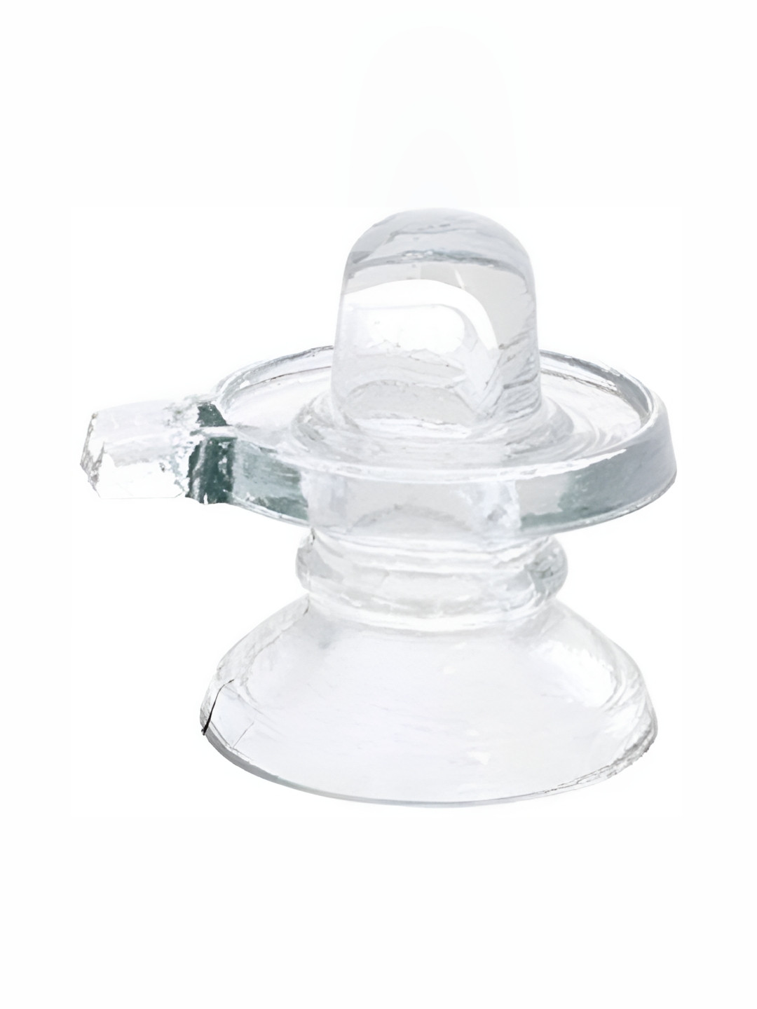 Navyaksh Shivling Transparent Glass Glossy Prayer Room Tiny Showpiece - 3.1 Inches