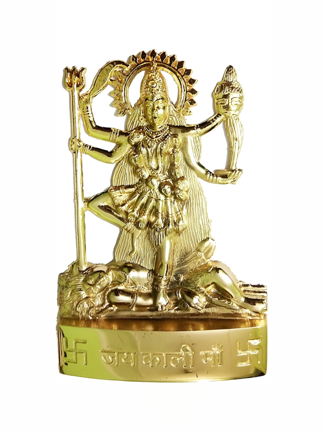 Navyaksh Kaali Mata Gold Metal Metallic Prayer Room Tiny Showpiece - 1.6 Inches