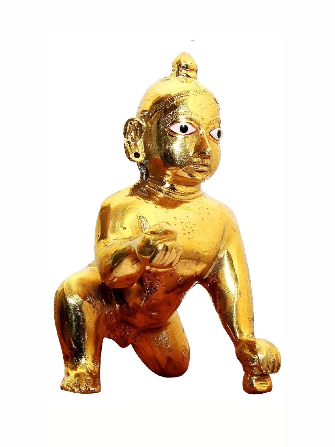 Navyaksh Laddu Gopal Gold Brass Metallic Prayer Room Tiny Showpiece - 1.6 Inches