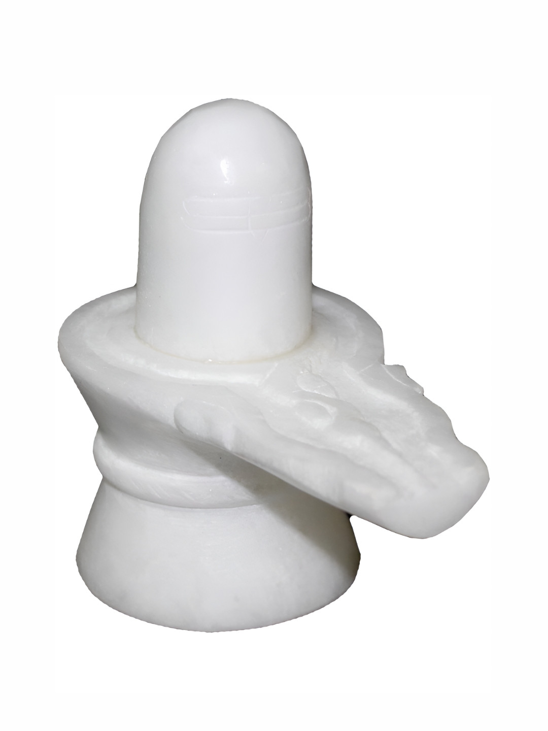 Navyaksh Shivling White Stone Glossy Prayer Room Small Showpiece - 4.7 Inches