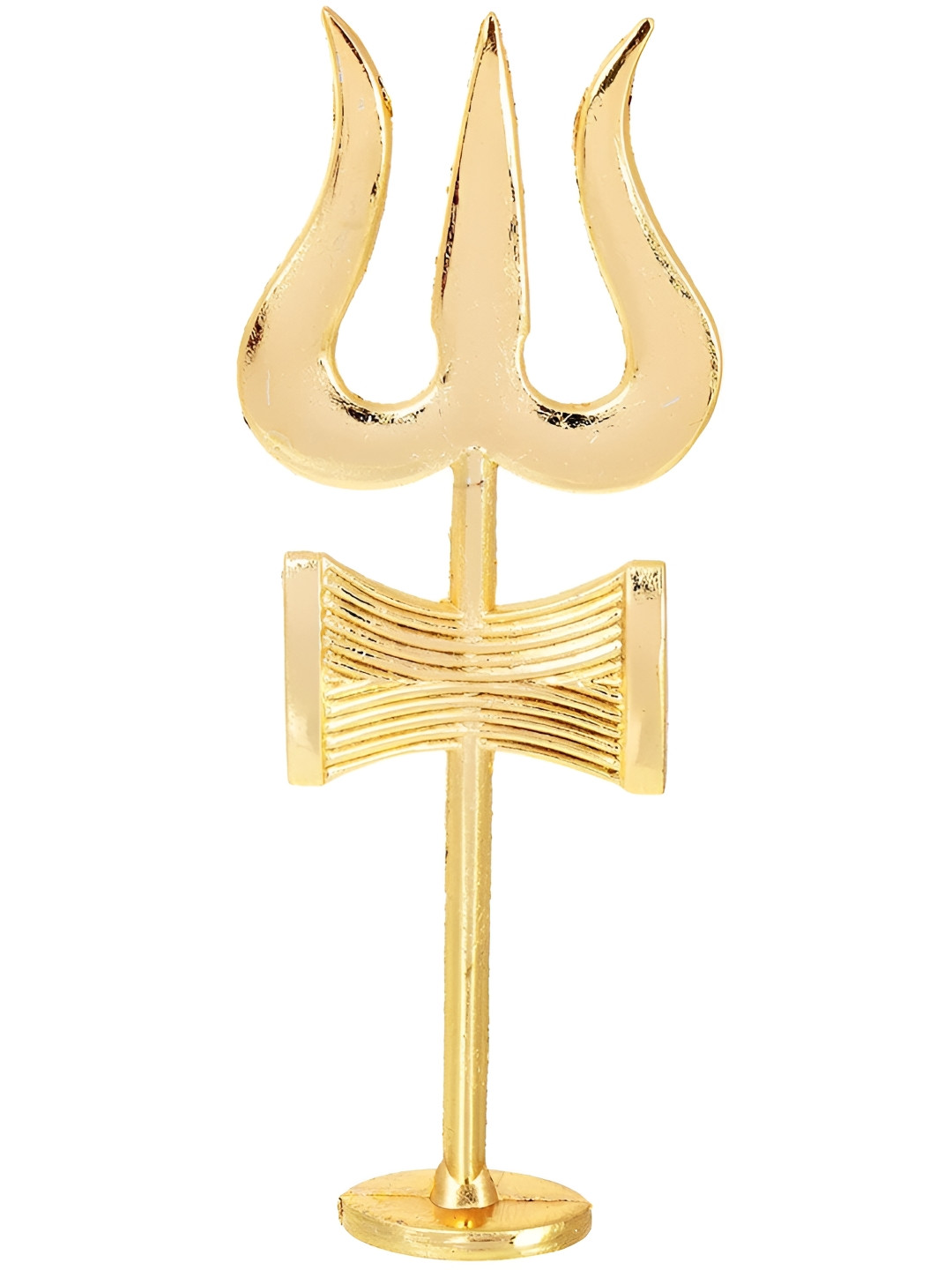 Navyaksh Trishul Yellow Brass Metallic Prayer Room Small Showpiece - 1.6 Inches
