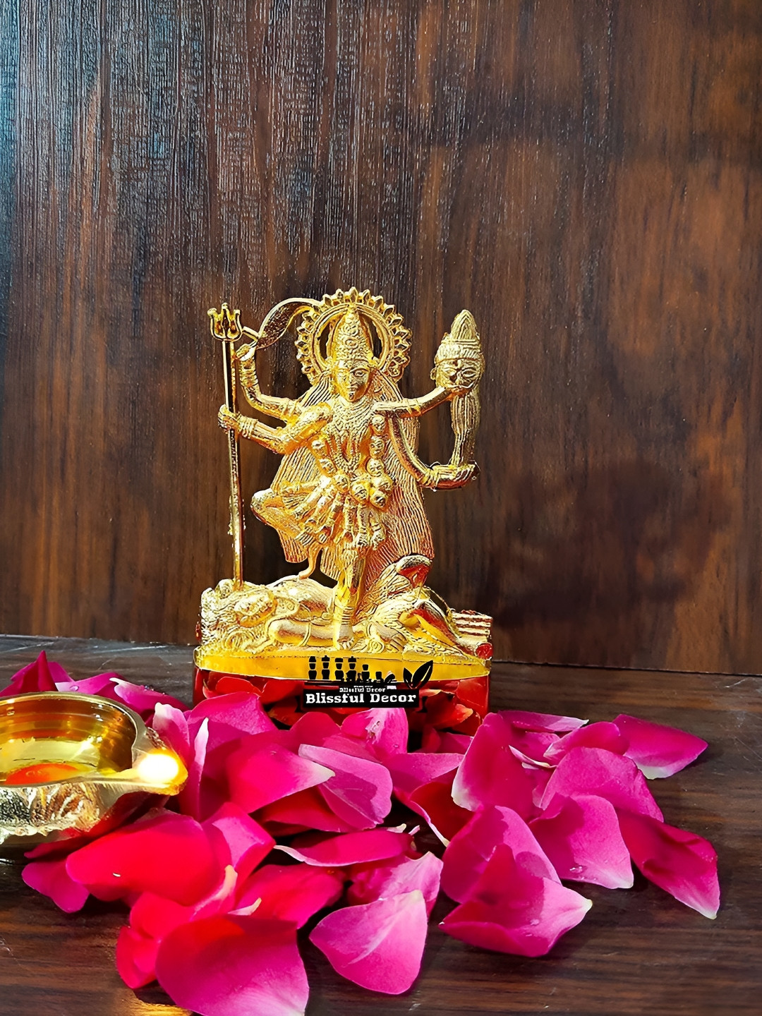 Navyaksh Kali Mata Ji Gold Metal Metallic Prayer Room Small Showpiece - 4.7 Inches