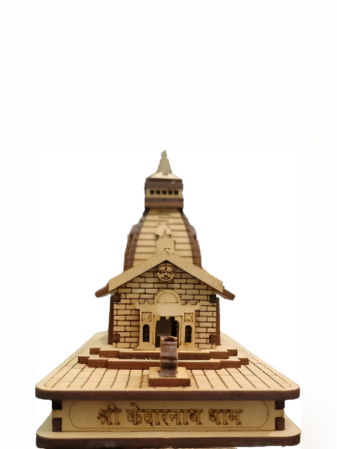Navyaksh Kedaranath Temple Brown Wood Natural Living Room Tiny Showpiece - 5.5 Inches