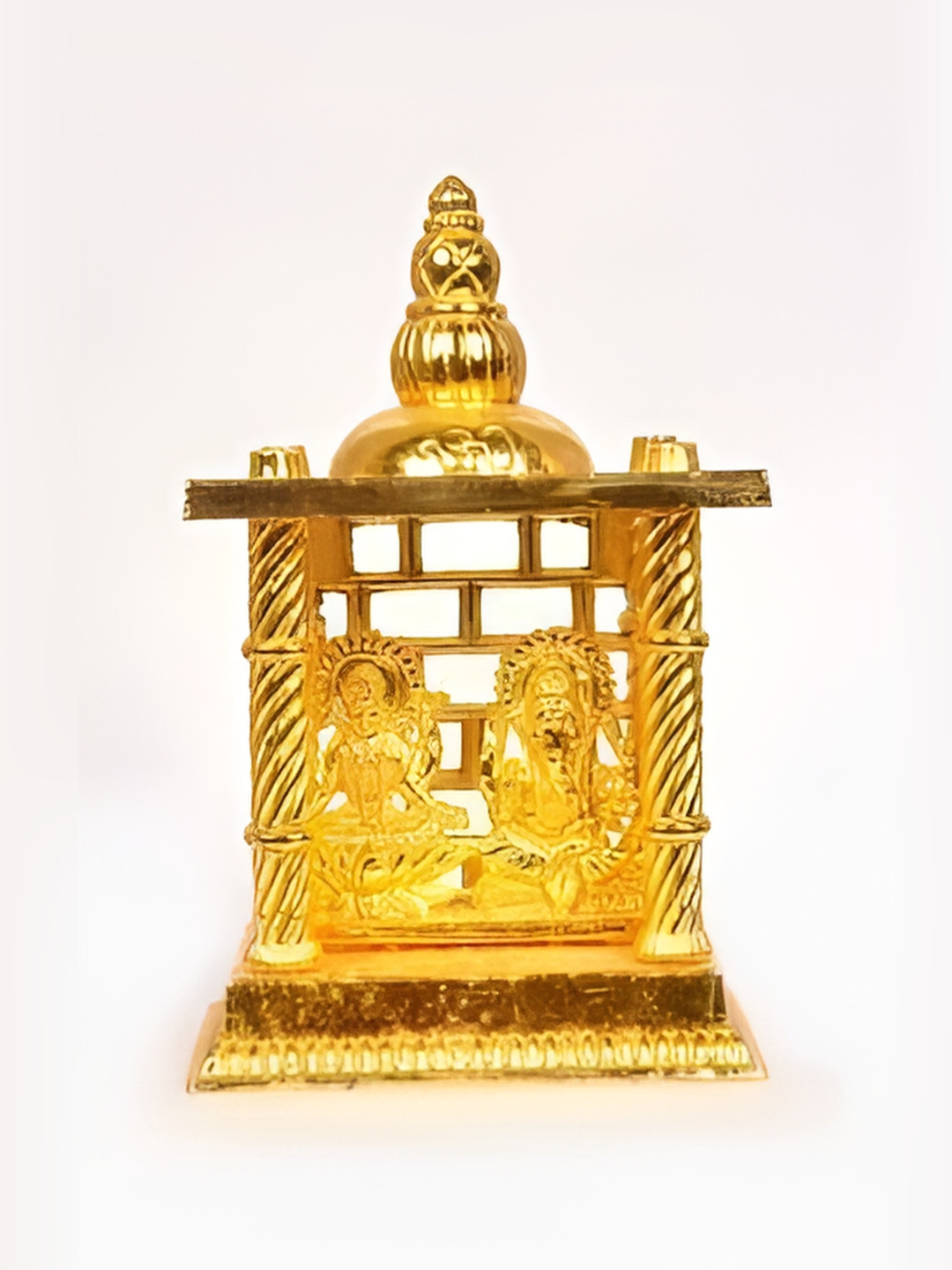 Navyaksh Laxmi Ganesh Temple Gold Brass Metallic Study Room Tiny Showpiece - 1.9 Inches